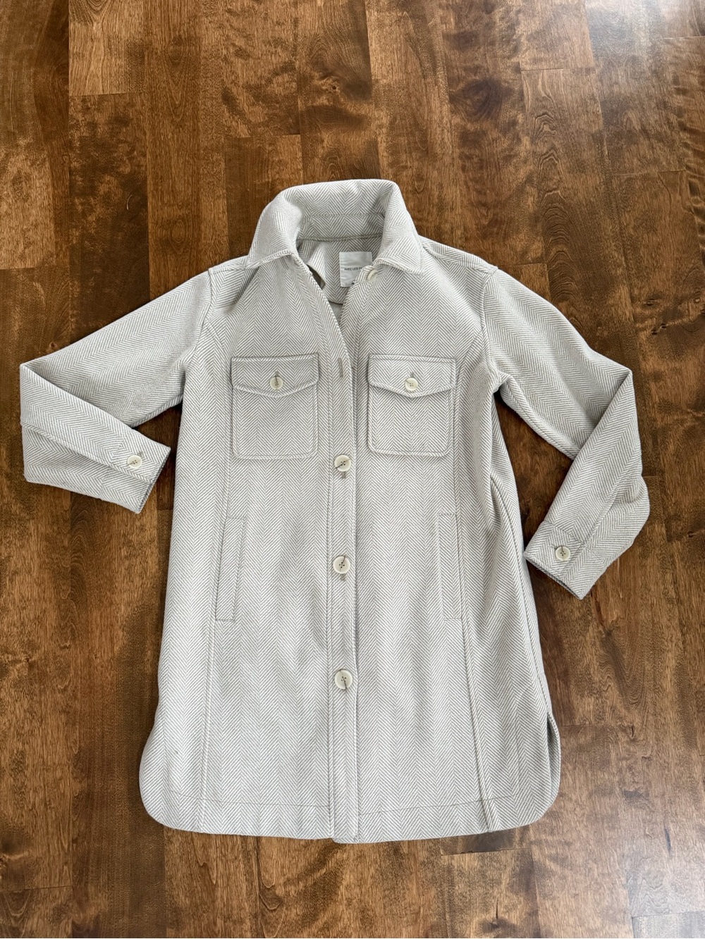 Avec Les Filles Light Beige Button-Front Trench Shirt Jacket